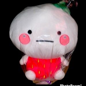 🍓KAWAII From Japan SHIRO MORU Rice Ball Impersonating Strawberry Big Plushie🍓